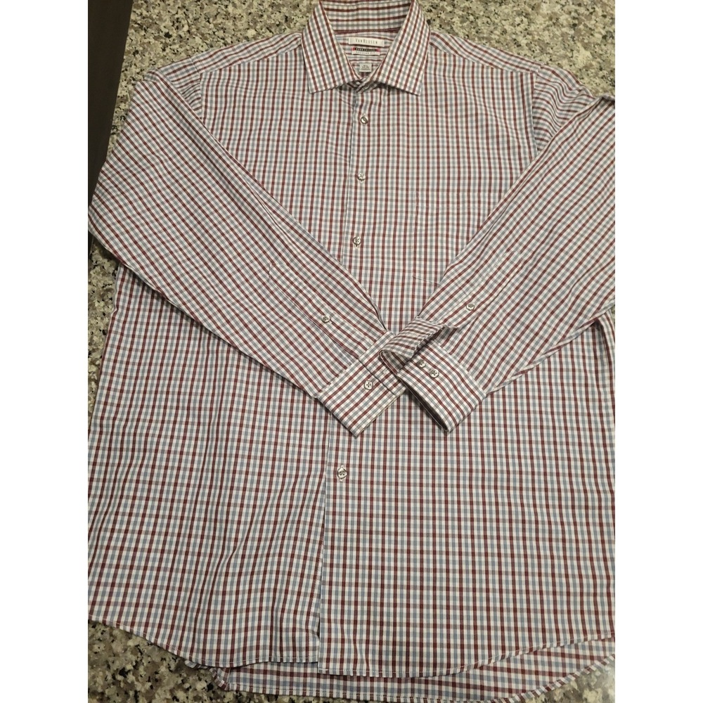 Van Heusen Mens Regular Fit Flex Collar Gingham Button Down Shirt 16.5 34/35 XL